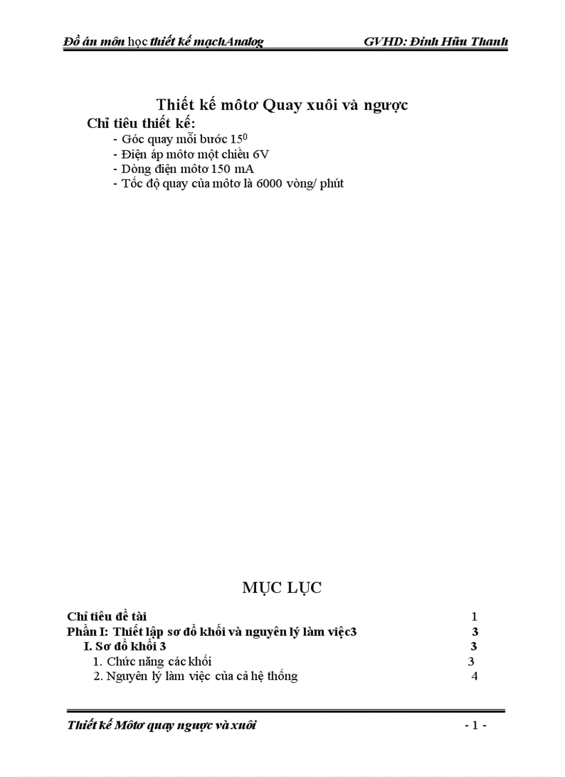 Thiết kế Môtơ quay ngược và xuôi