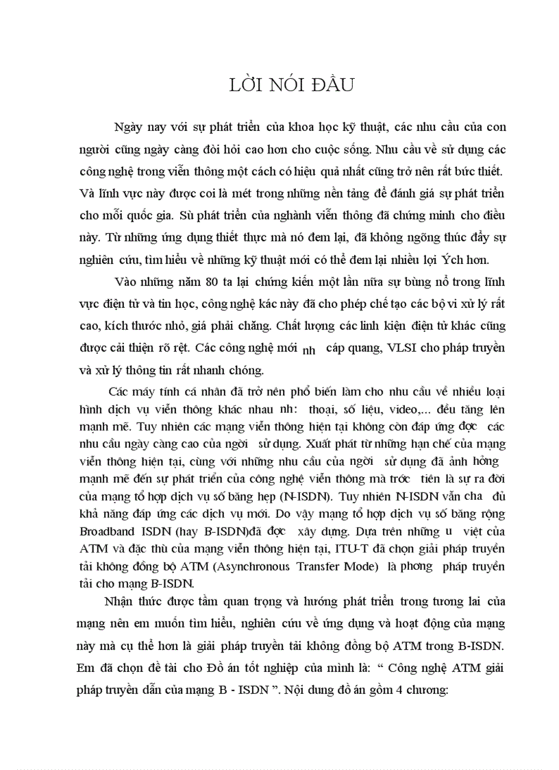 Công nghệ ATM giải pháp truyền dẫn của mạng B ISDN 1