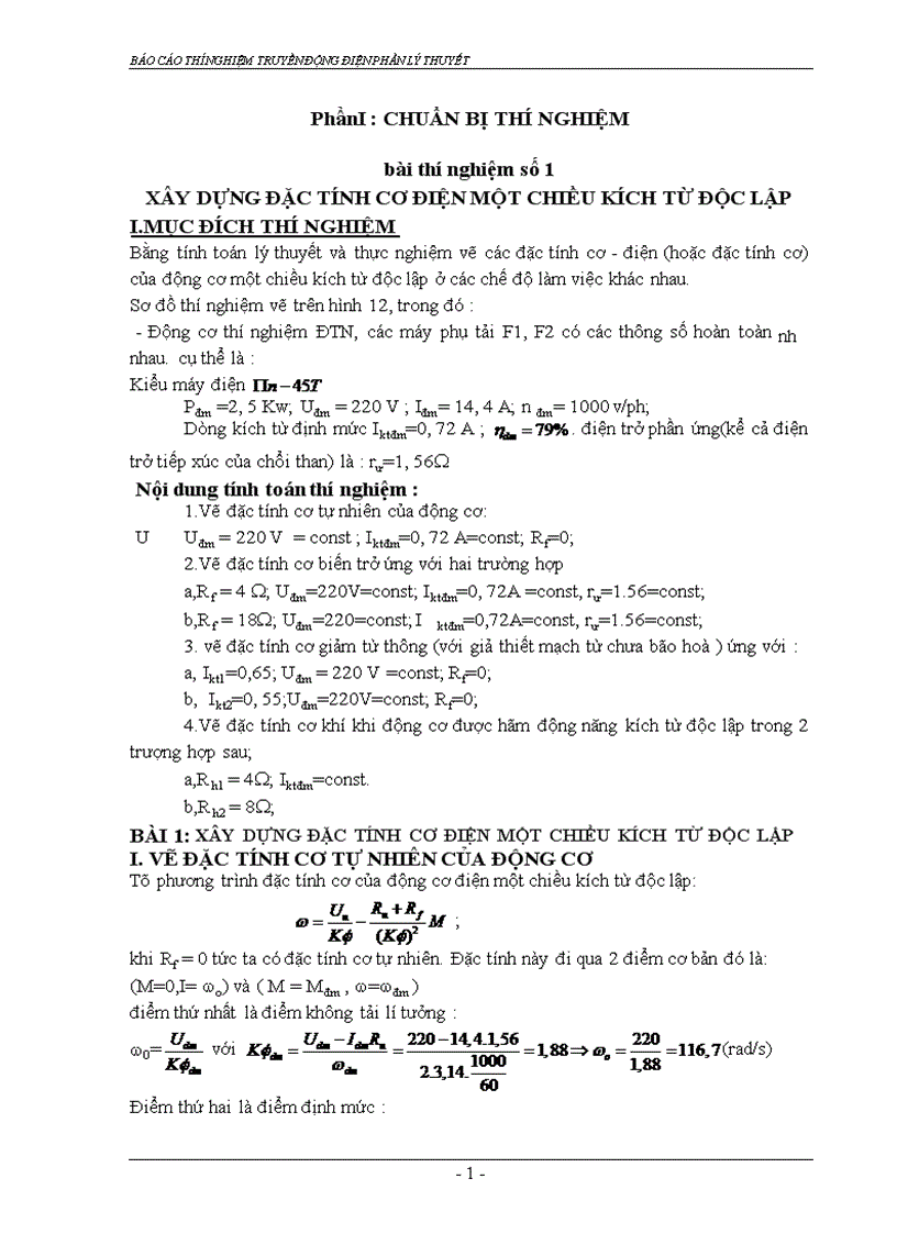 thí nghiệm truyền động điện phần lý thuyết