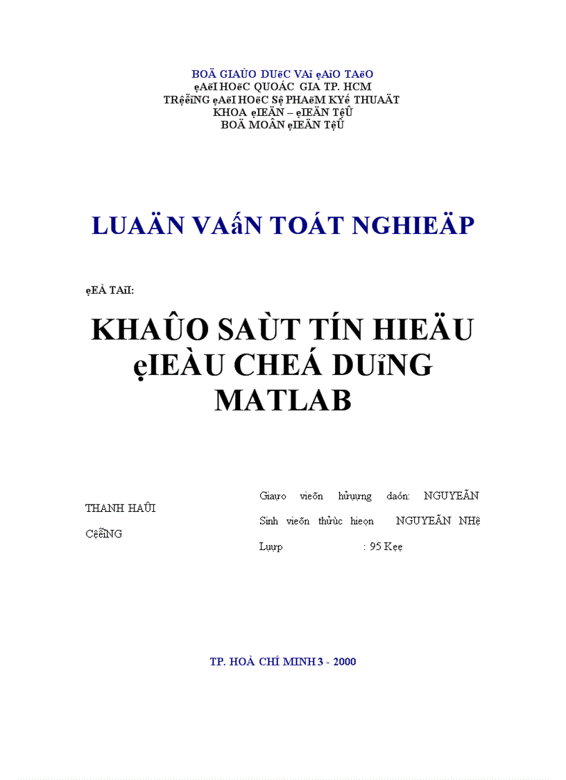 Khảo sát tín hiệu điều chế dùng Matlab 1