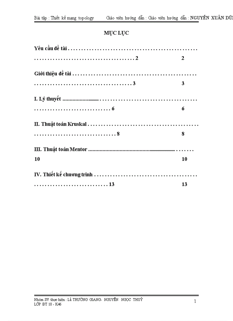 Thiết kế mạng topology 1