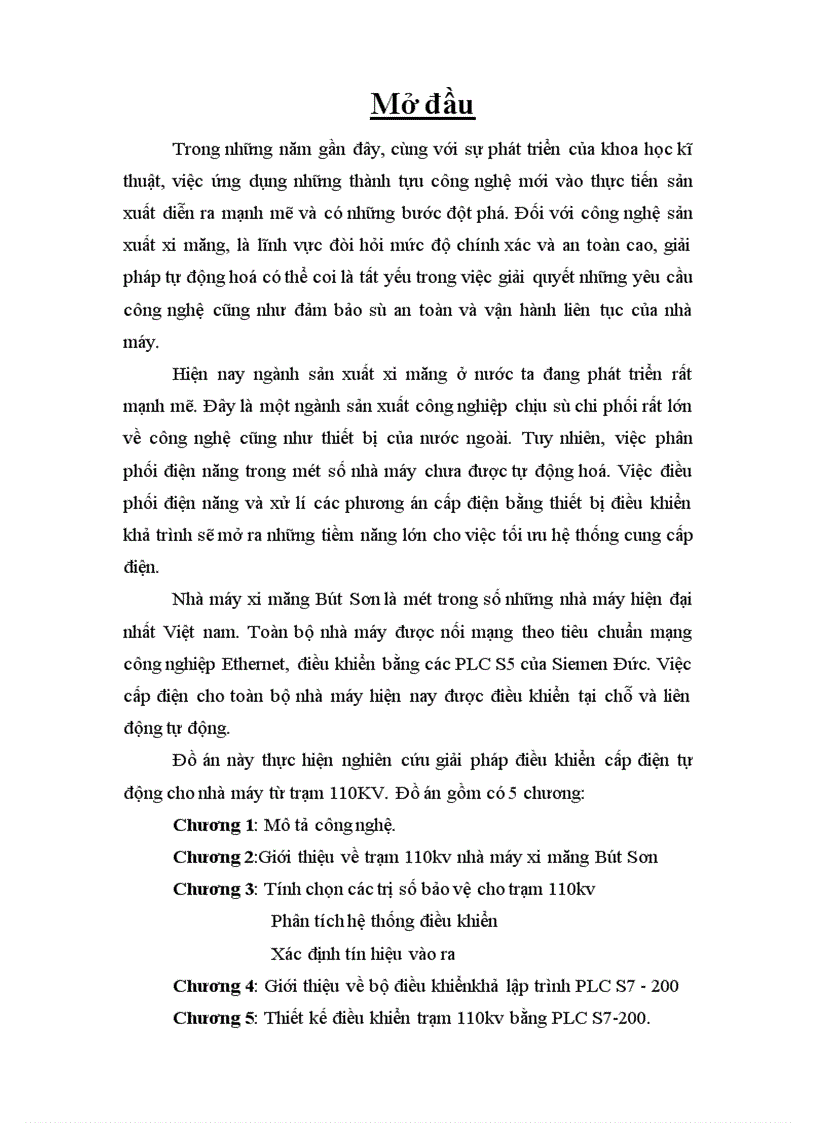nghiên cứu giải pháp điều khiển cấp điện tự động cho nhà máy từ trạm 110KV
