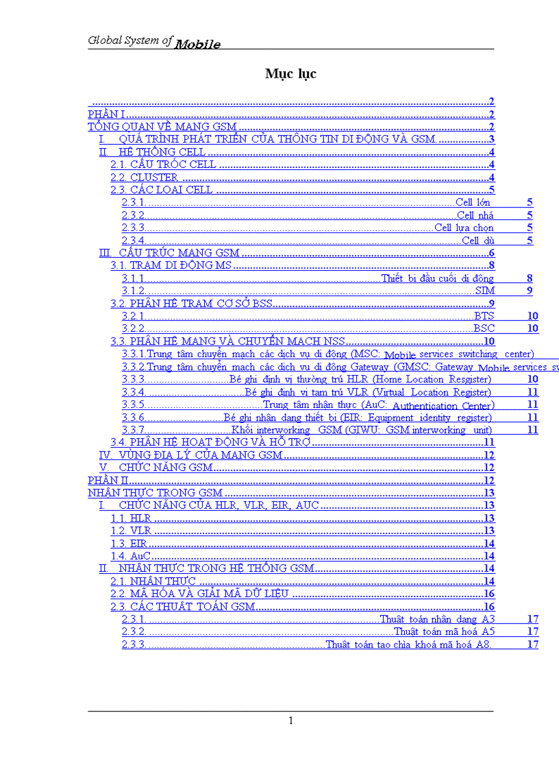 Global System of Mobile 1