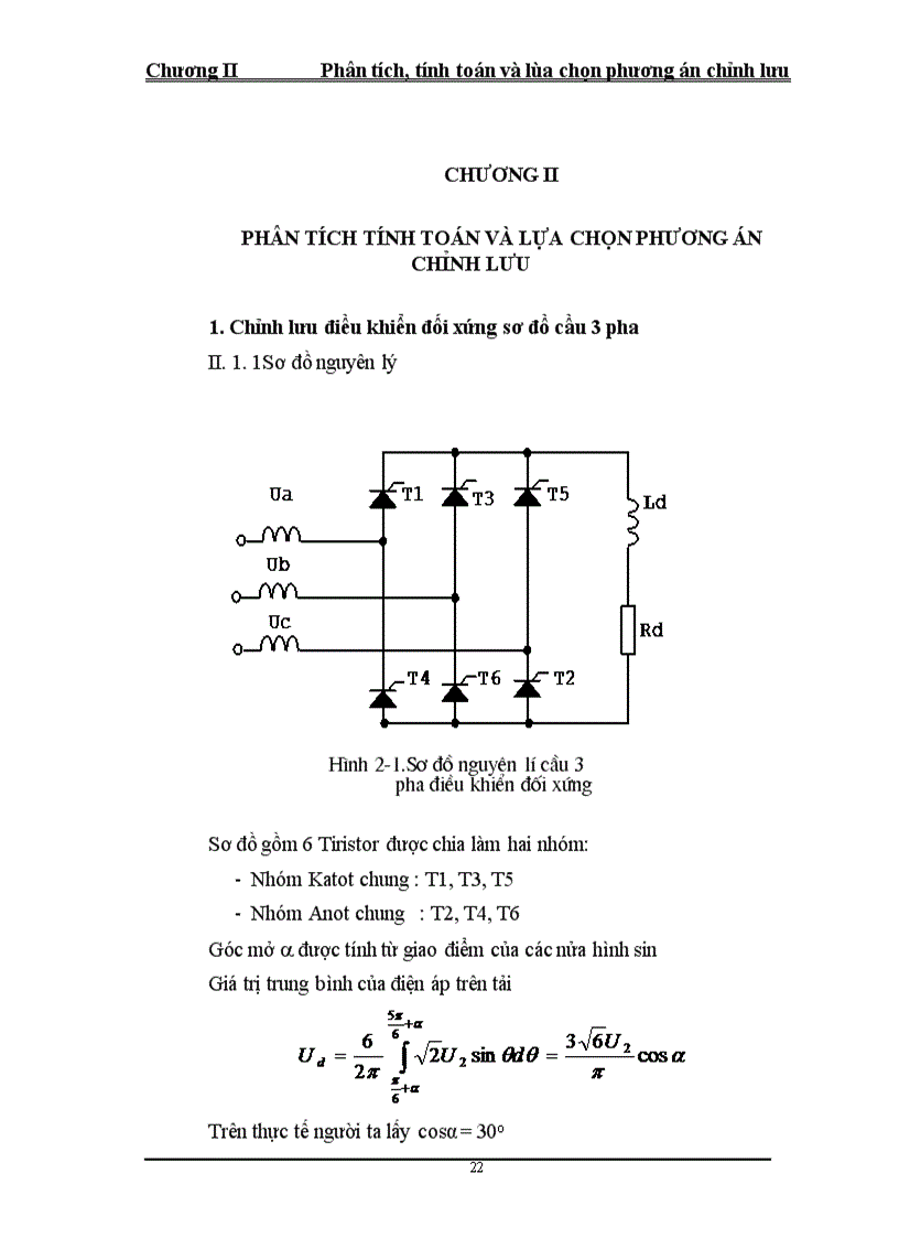 Phân tích tính toán và lựa chọn phương án chỉnh lưu