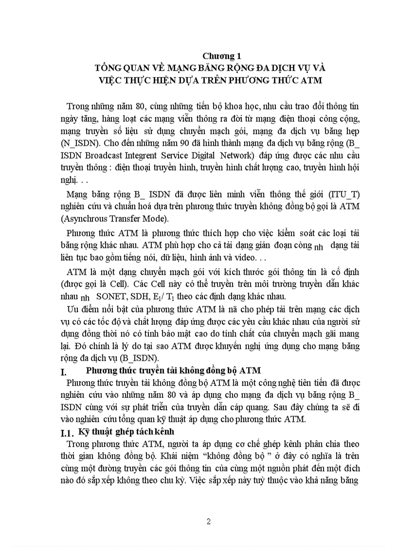 Tổng quan về mạng băng rộng đa dịch vụ và Việc thực hiện dựa trên phương thức atm