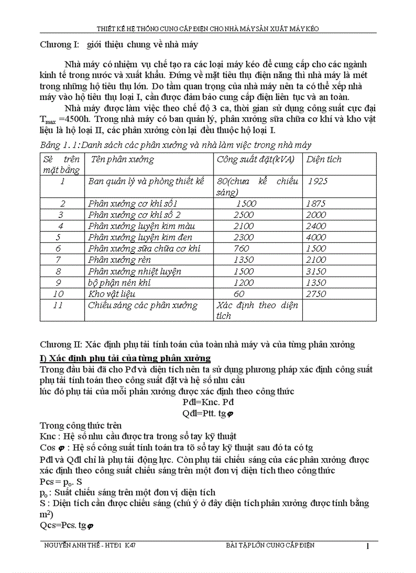 Thiết kế hệ thống cung cấp điện cho nhà máy sản xuất máy kéo 1