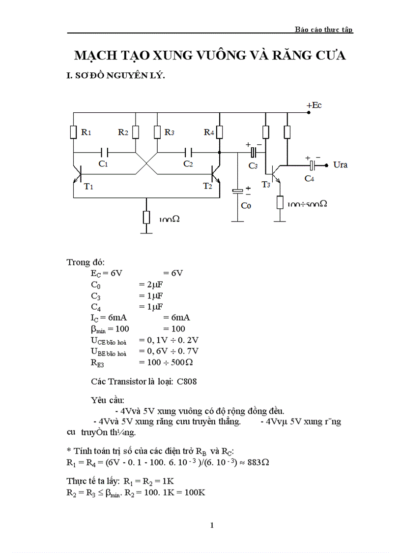 Mạch tạo xung vuông và răng cưa 1