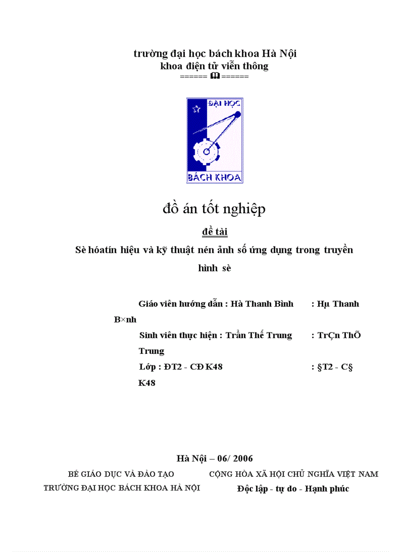 Số hóa tín hiệu và kỹ thuật nén ảnh số ứng dụng trong truyền hình số 1