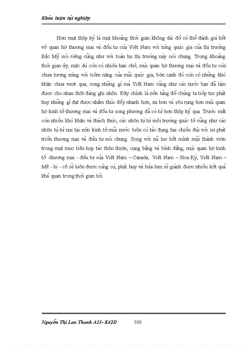 Thực trạng quan hệ thương mại và đầu tư của Việt Nam với các nước thuộc thị trường Bắc Mỹ