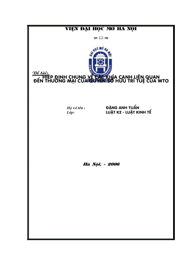 Hiệp định chung về các khía cạnh liên quan đến thương mại của quyền sở hữu trí tuệ của WTO