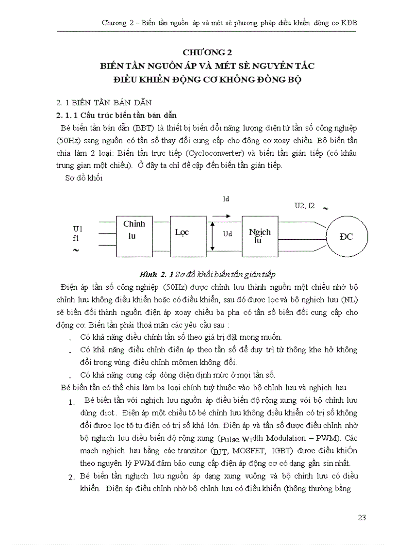 Biến tần nguồn áp và một số phương pháp điều khiển động cơ KĐB