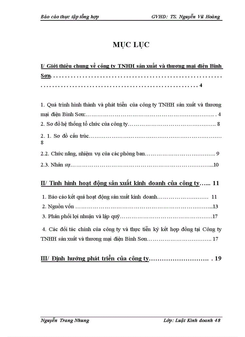 Tình hình hoạt động sản xuất kinh doanh của công ty TNHH sản xuất và thương mại điện Bình Sơn