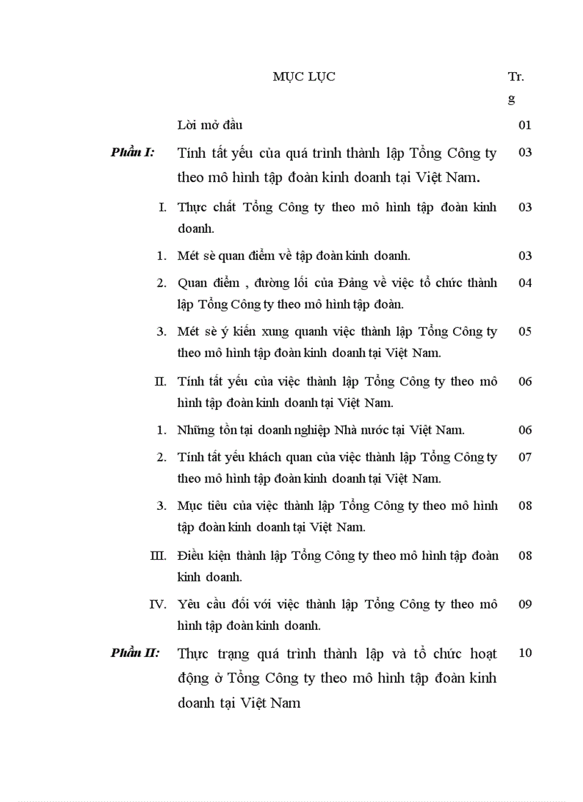 Thực trạng và giải pháp của quá trình thành lập và tổ chức hoạt động của Tổng Công ty theo mô hình tập đoàn kinh doanh 1