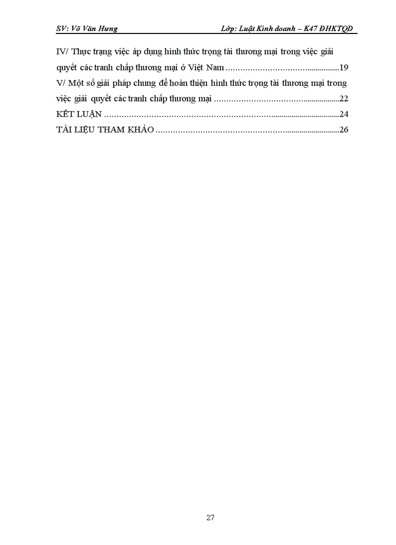 Lĩnh vực thương mại, tranh chấp thương mại