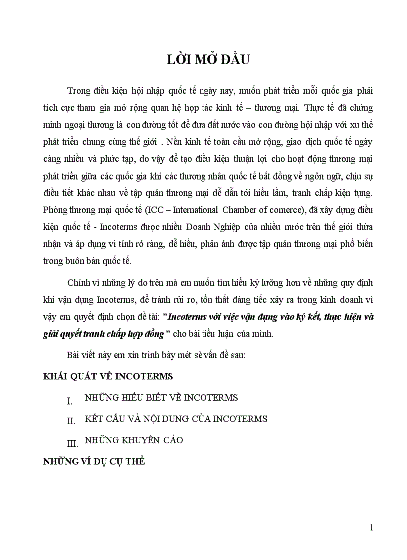 Incoterms với việc vận dụng vào ký kết thực hiện và giải quyết tranh chấp hợp đồng 1