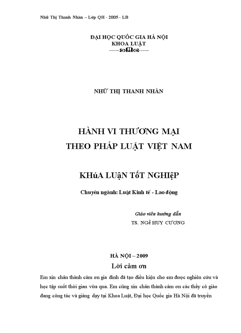 Hành vi thương mại theo pháp luật việt nam 1