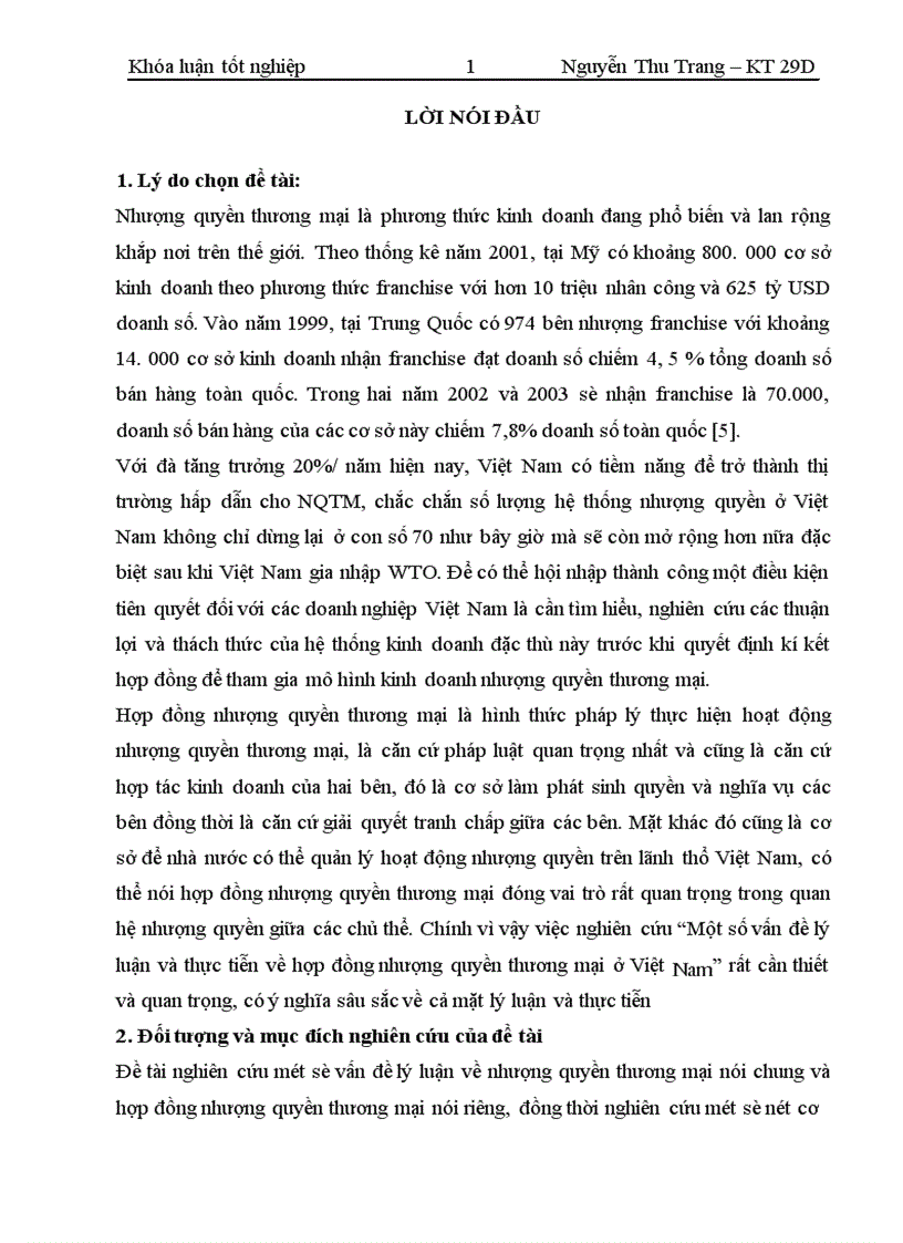 Một số vấn đề lý luận và thực tiễn về hợp đồng nhượng quyền thương mại ở Việt Nam 1