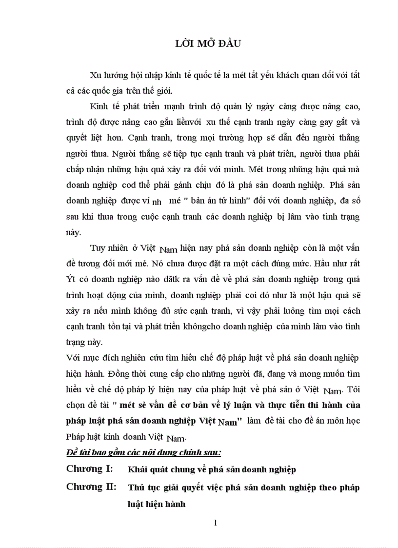 một số vấn đề cơ bản về lý luận và thực tiễn thi hành của pháp luật phá sản doanh nghiệp Việt Nam 1