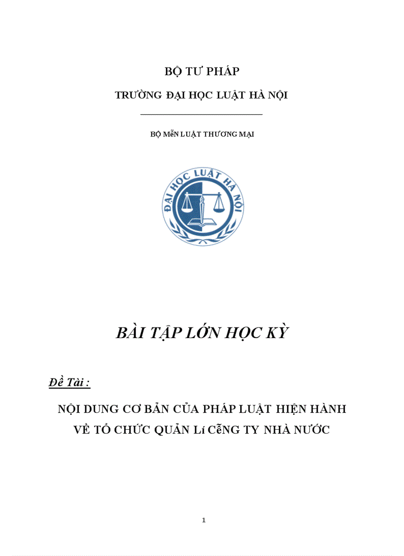 nội dung cơ bản của pháp luật hiện hành về tổ chức quản lý công ty nhà nước