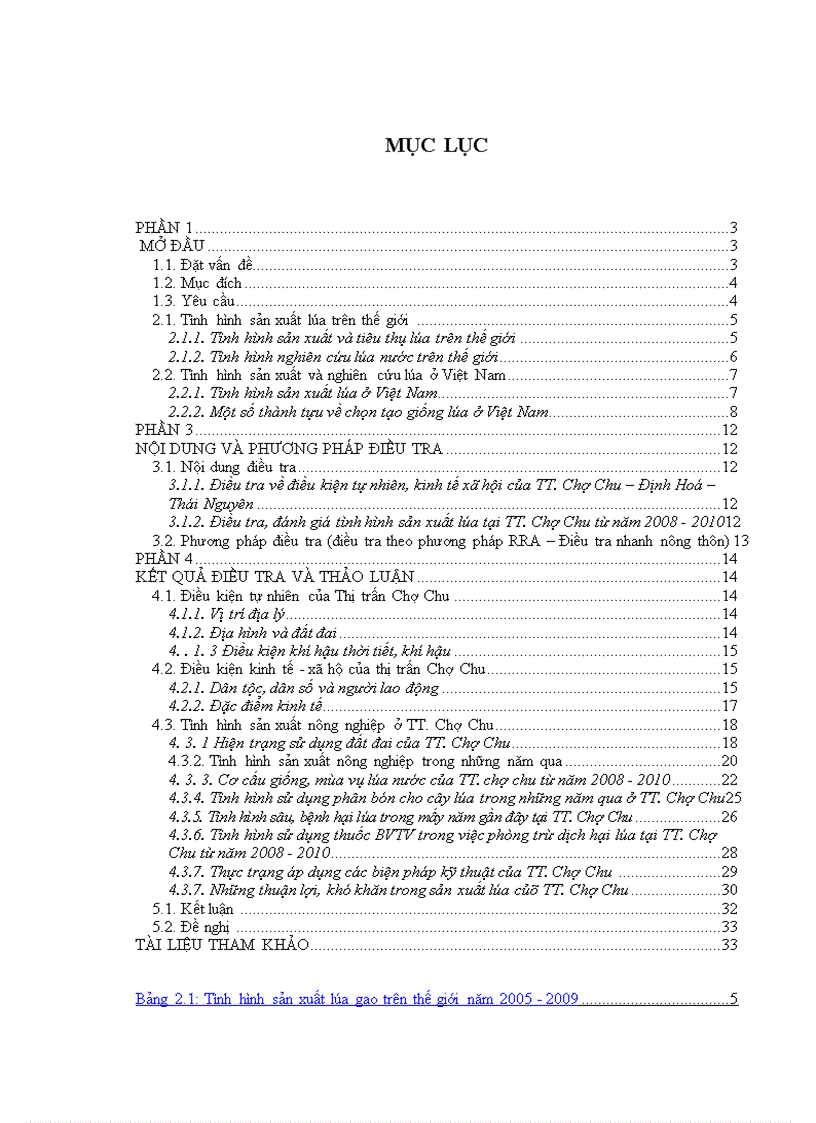Điều tra đánh giá tình hình sản xuất lúa tại TT Chợ Chu Định Hoá Thái Nguyên từ năm 2008 2010