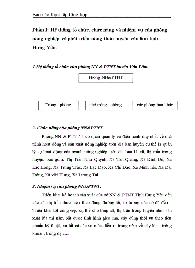 Báo cáo thực tập tổng hợp tại phòng NN PTNT