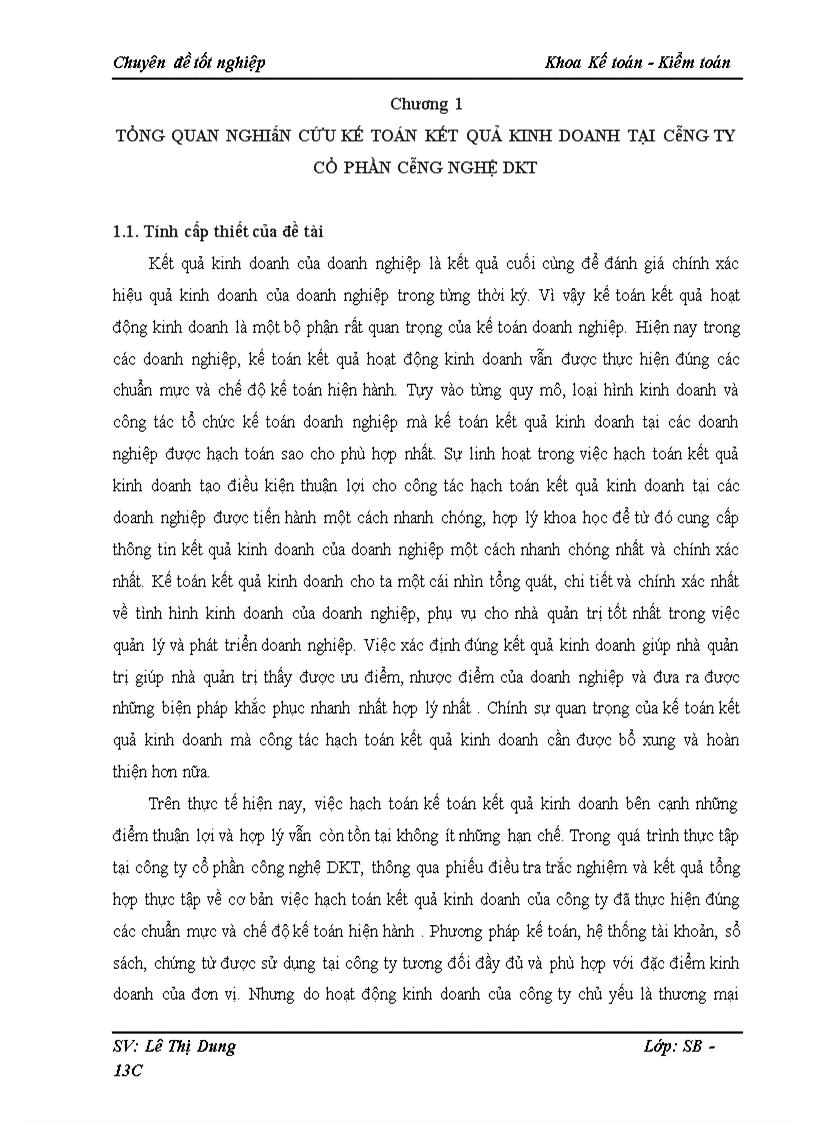Kế toán kết quả hoạt động kinh doanh tại công ty cổ phần công nghệ DKT thực trạng và giải pháp