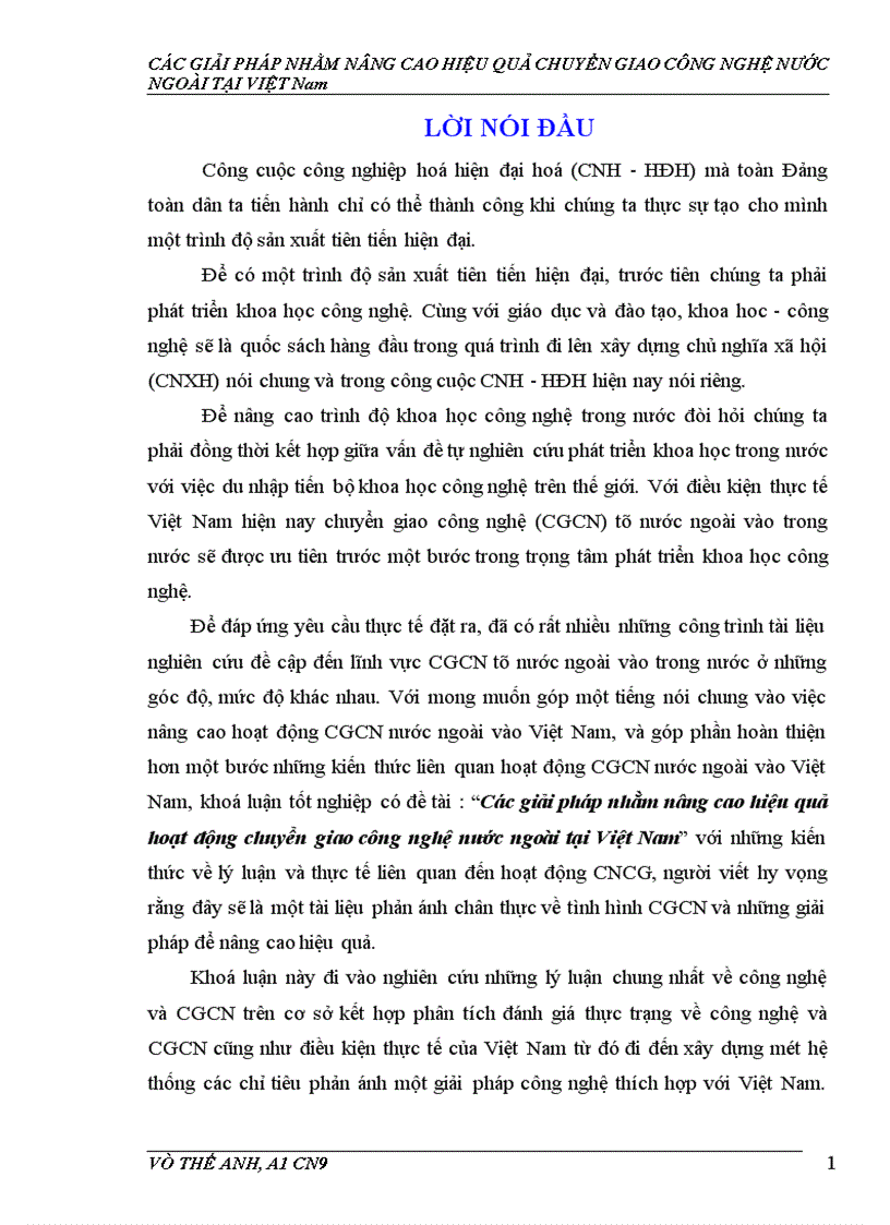 Các giải pháp nhằm nâng cao hiệu quả chuyển giao công nghệ nước ngoài tại Việt Nam