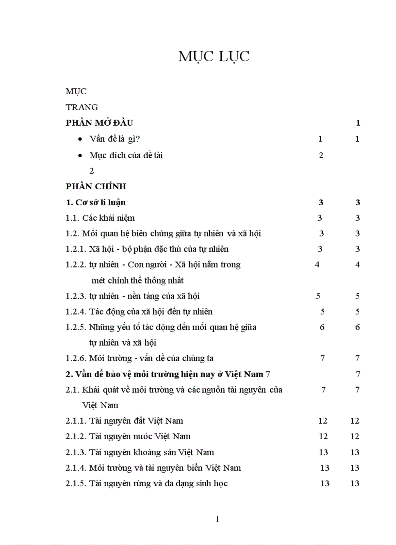 Mối quan hệ biện chứng giữa tự nhiên và x hội phân tích vấn đề bảo vệ môi trường hiện nay ở Việt Nam 1