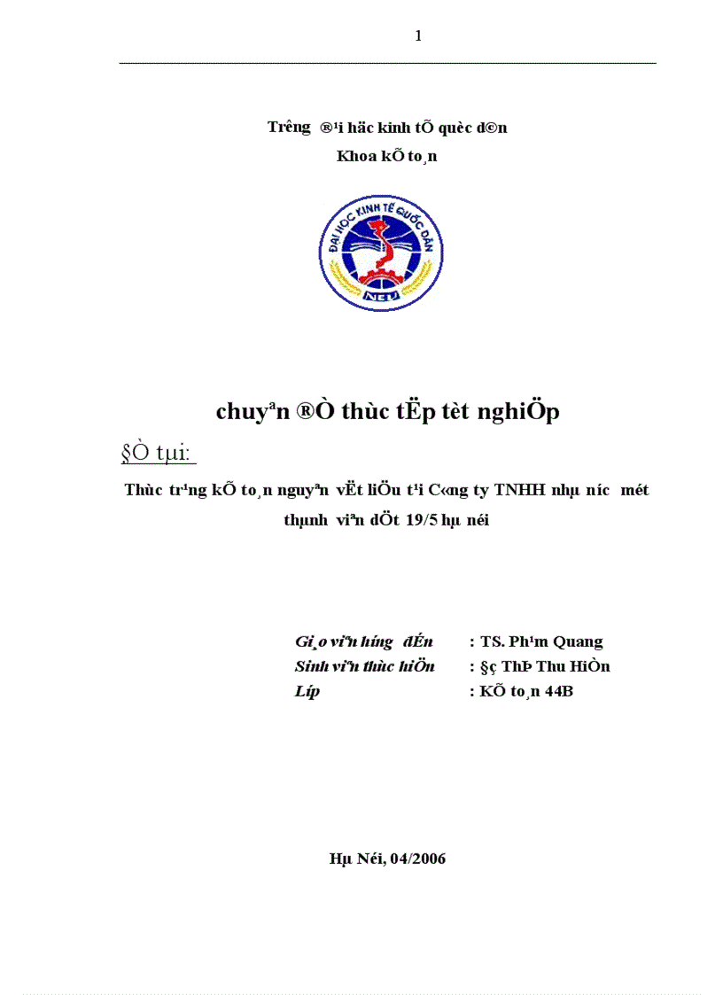 Thực trạng kế toán nguyên vật liệu tại Công ty TNHH nhà nước một thành viên dệt 19 1