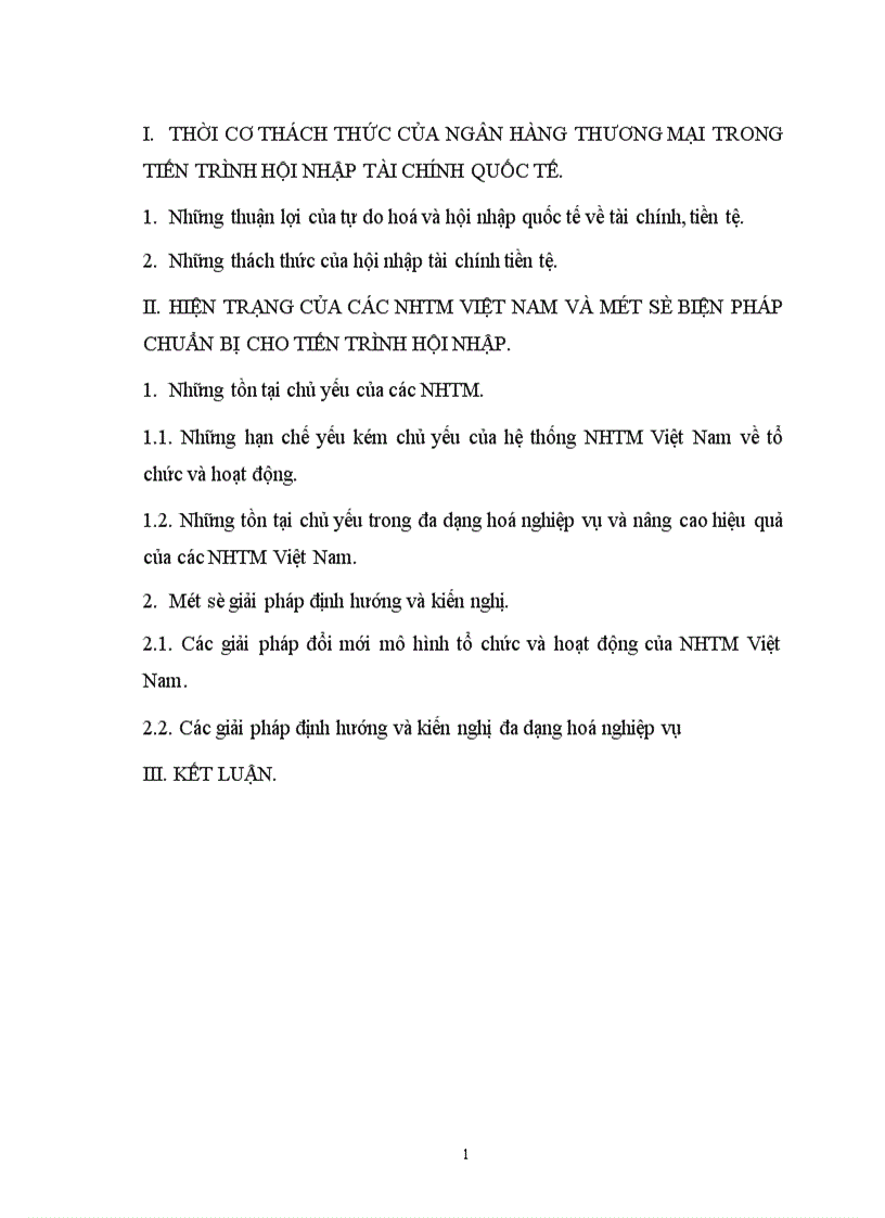 hiện trạng của các nhtm việt nam và một số biện pháp chuẩn bị cho tiến trình hội nhập