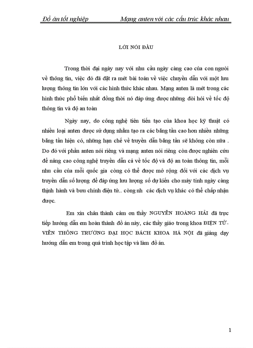 Mạng anten với các cấu trúc khác nhau 1