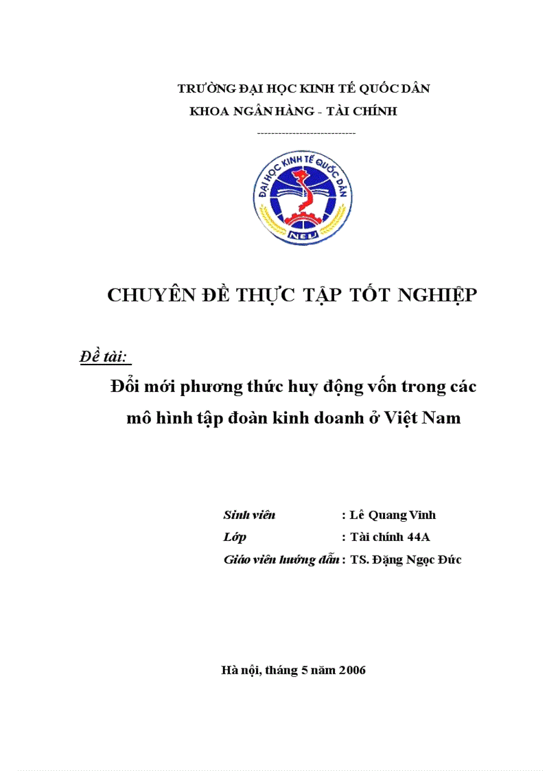 Đổi mới phương thức huy động vốn trong các mô hình tập đoàn kinh doanh ở Việt Nam Sinh viên