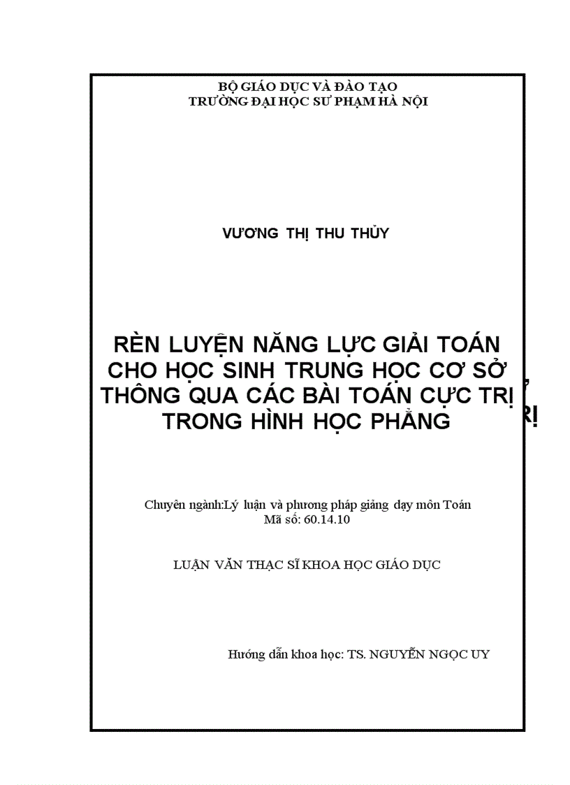 Rèn luyện năng lực giải toán cho học sinh trung học cơ sở thông qua các bài toán cực trị trong hình học phẳng 1