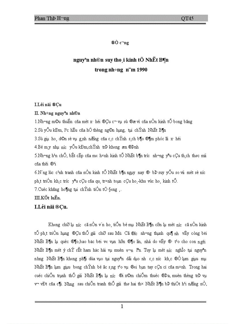 nguyên nhân suy thoái kinh tế nhật bản trong những năm 1990