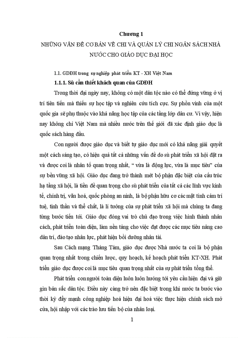 Thực trạng công tác quản lý chi ngân sách nhà nước cho giáo dục đại học