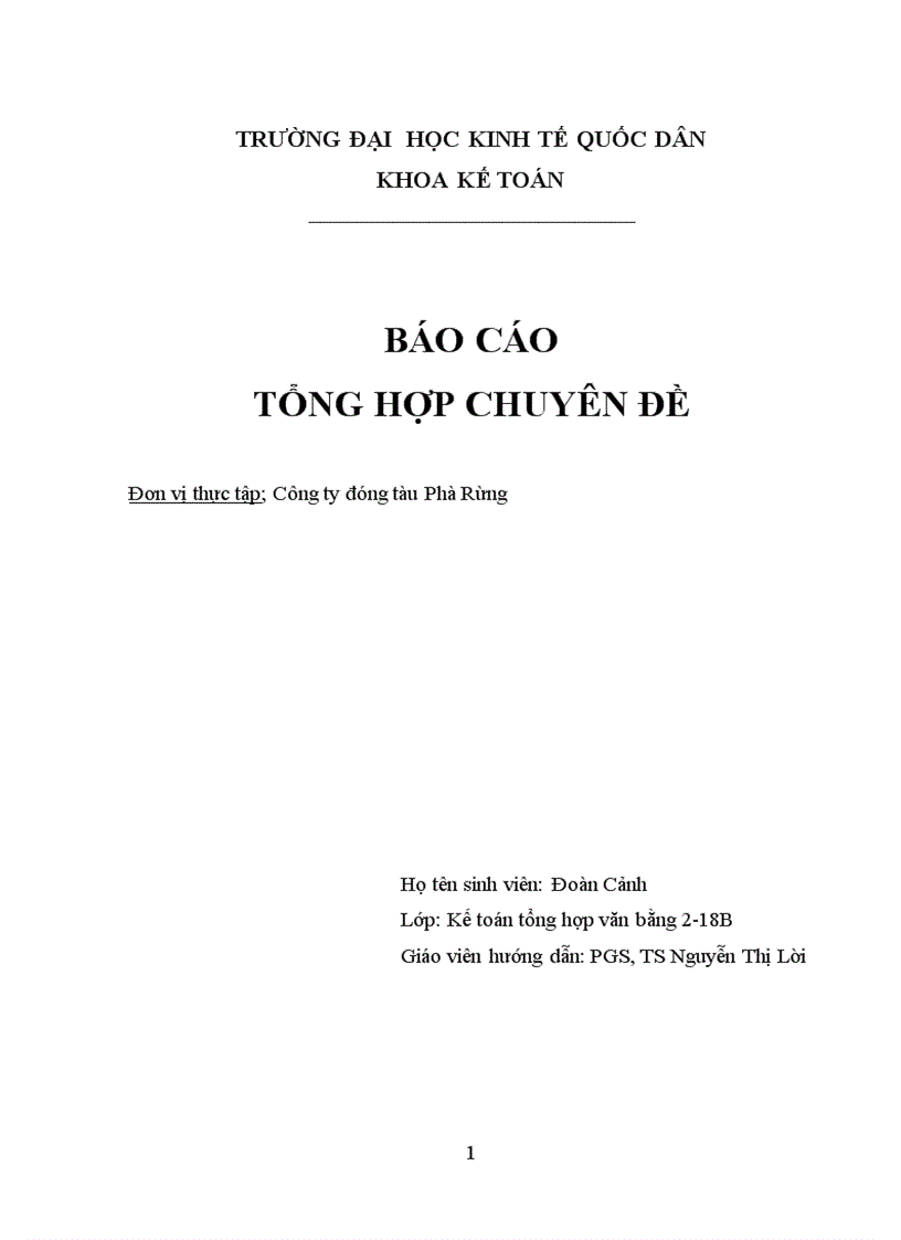 Báo cáo thực tập tổng hợp của Công ty đóng tàu Phà Rừng 1