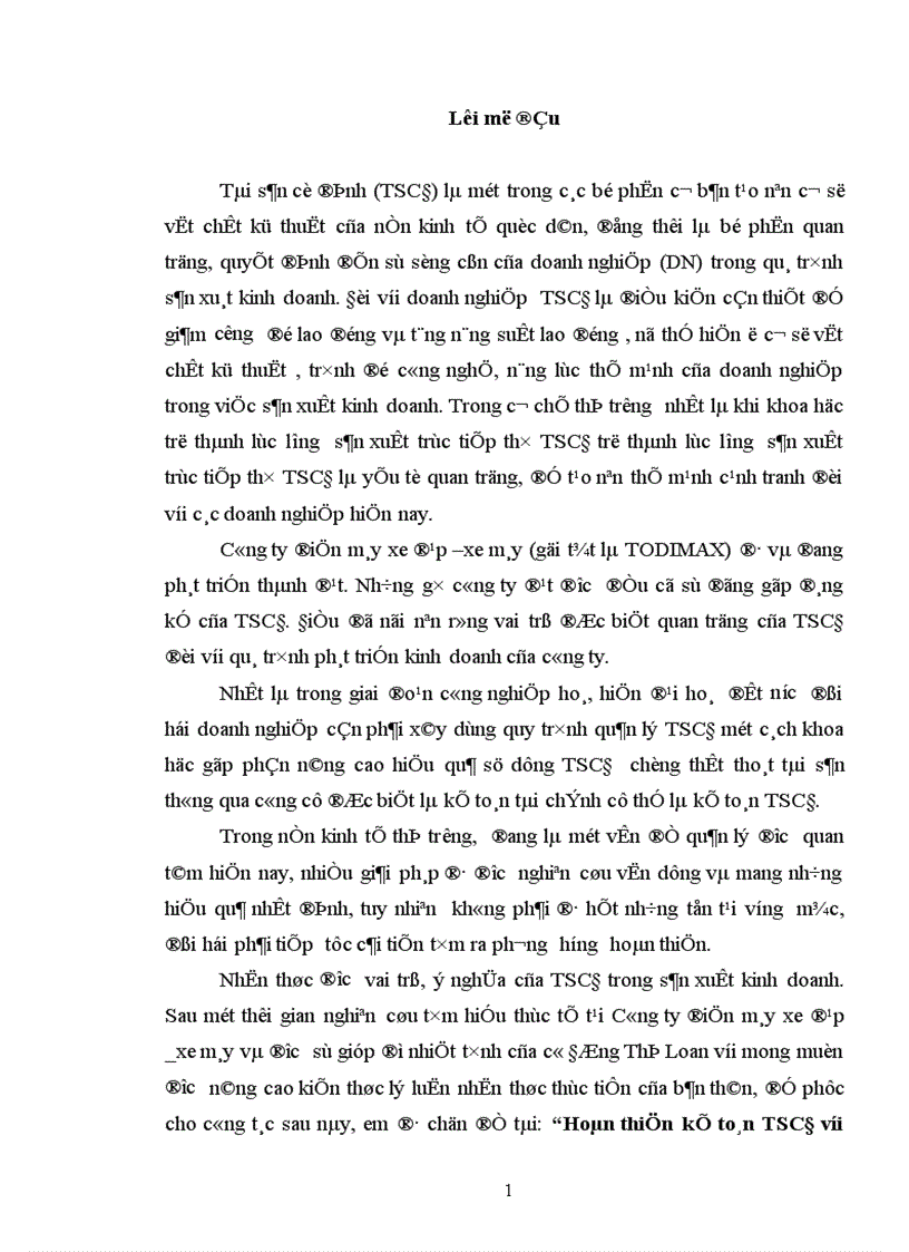 Hoàn thiện kế toán TSCĐ với việc nâng cao hiệu quả sử dụng TSCĐ tại công ty Điện máy xe đạp xe máy