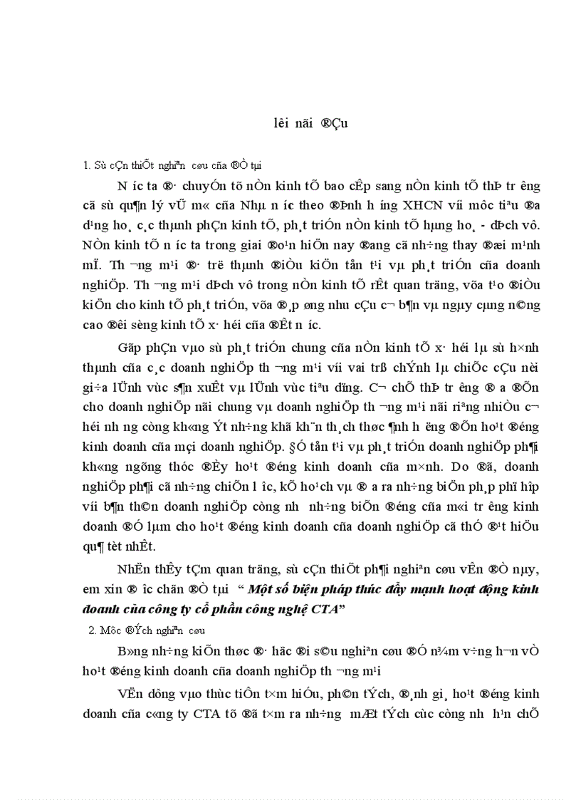 Một số biện pháp thúc đẩy mạnh hoạt động kinh doanh của công ty cổ phần công nghệ cta 1