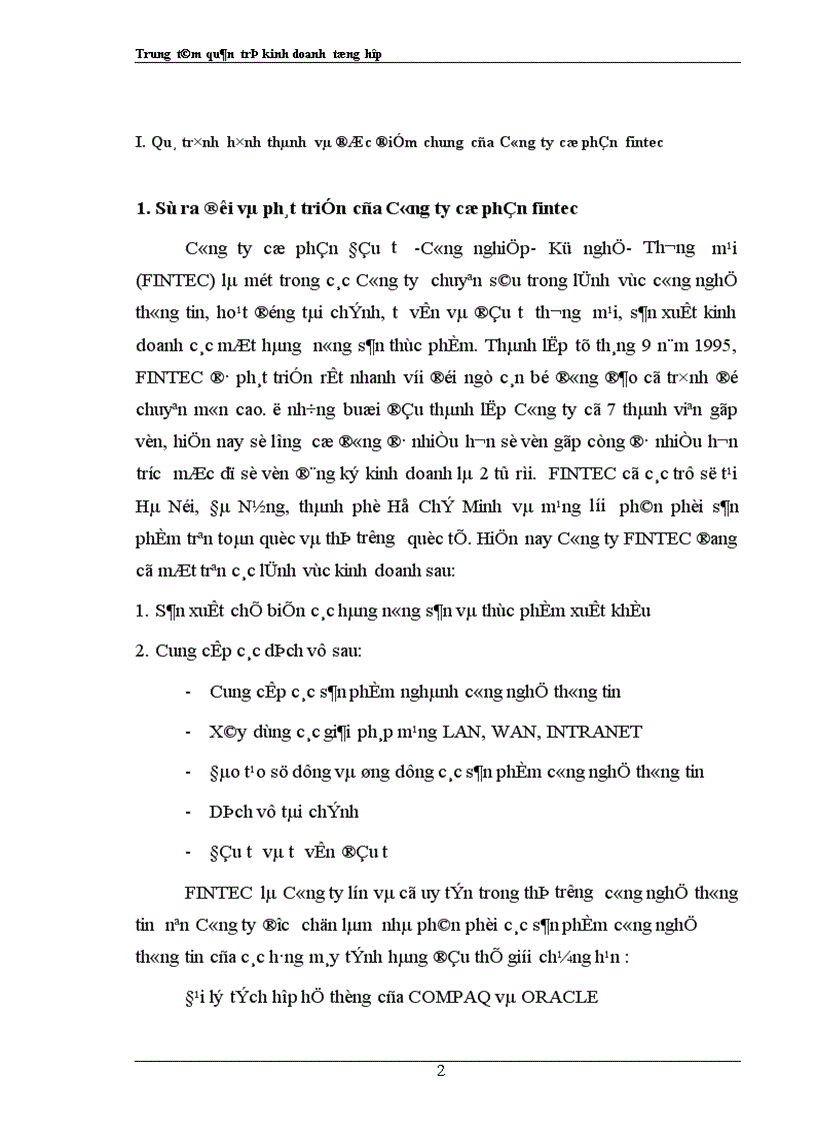 quản trị kinh doanh tổng hợp Công ty cổ phần fintec