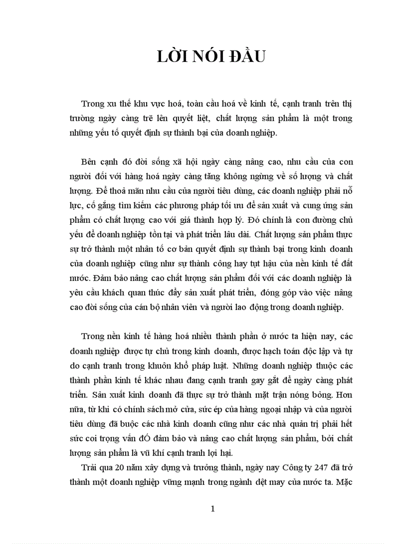 Một số giải phỏp nhằm hoàn thiện công tác quản lý chất lượng sản phẩm ở công ty 247