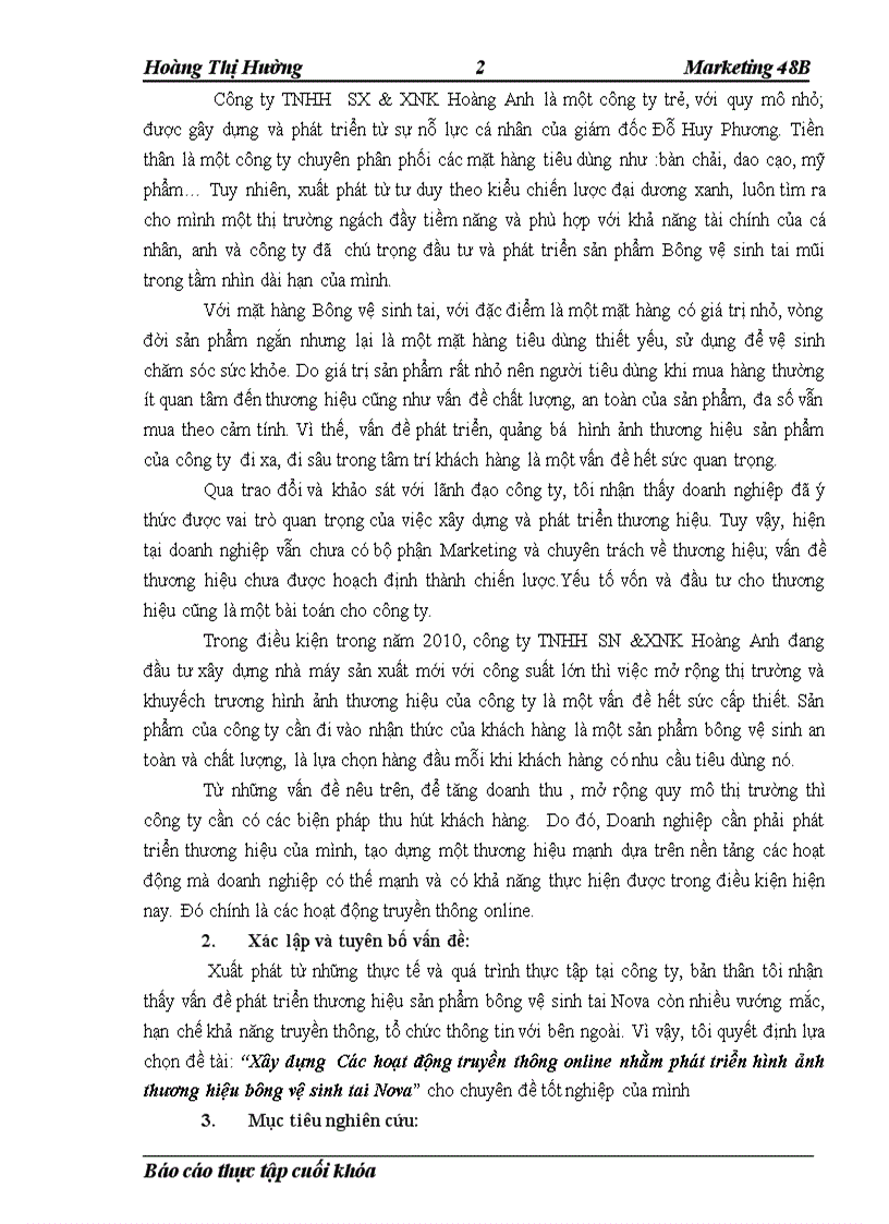 Xây dựng Các hoạt động truyền thông online nhằm phát triển hình ảnh thương hiệu bông vệ sinh tai Nova 1