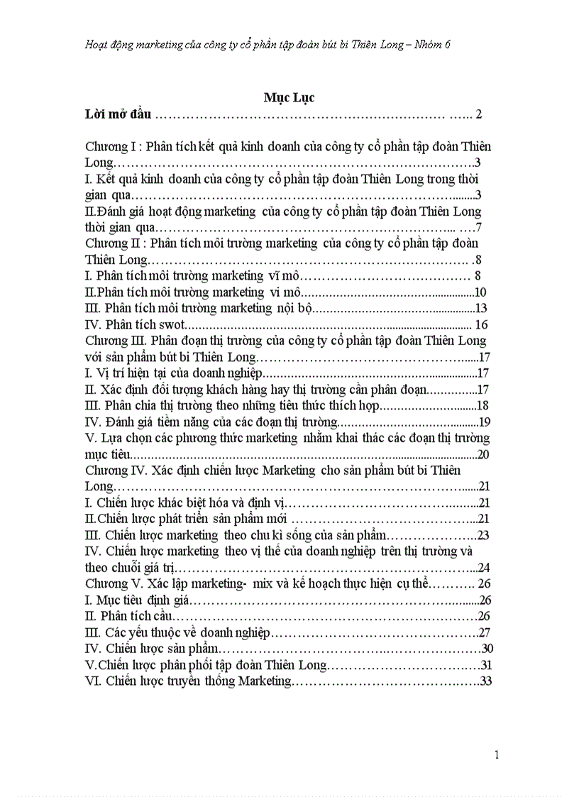 Hoạt động marketing của ng ty cổ phần tập đoàn bút bi Thiên Long