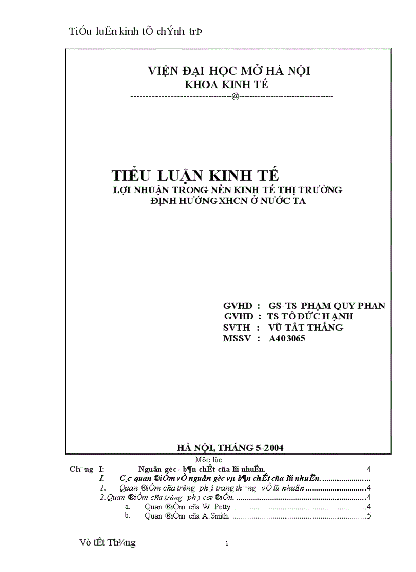 Những vấn đề cơ bản về lợi nhuận và vai trò của lợi nhuận trong nền kinh tế thị trường