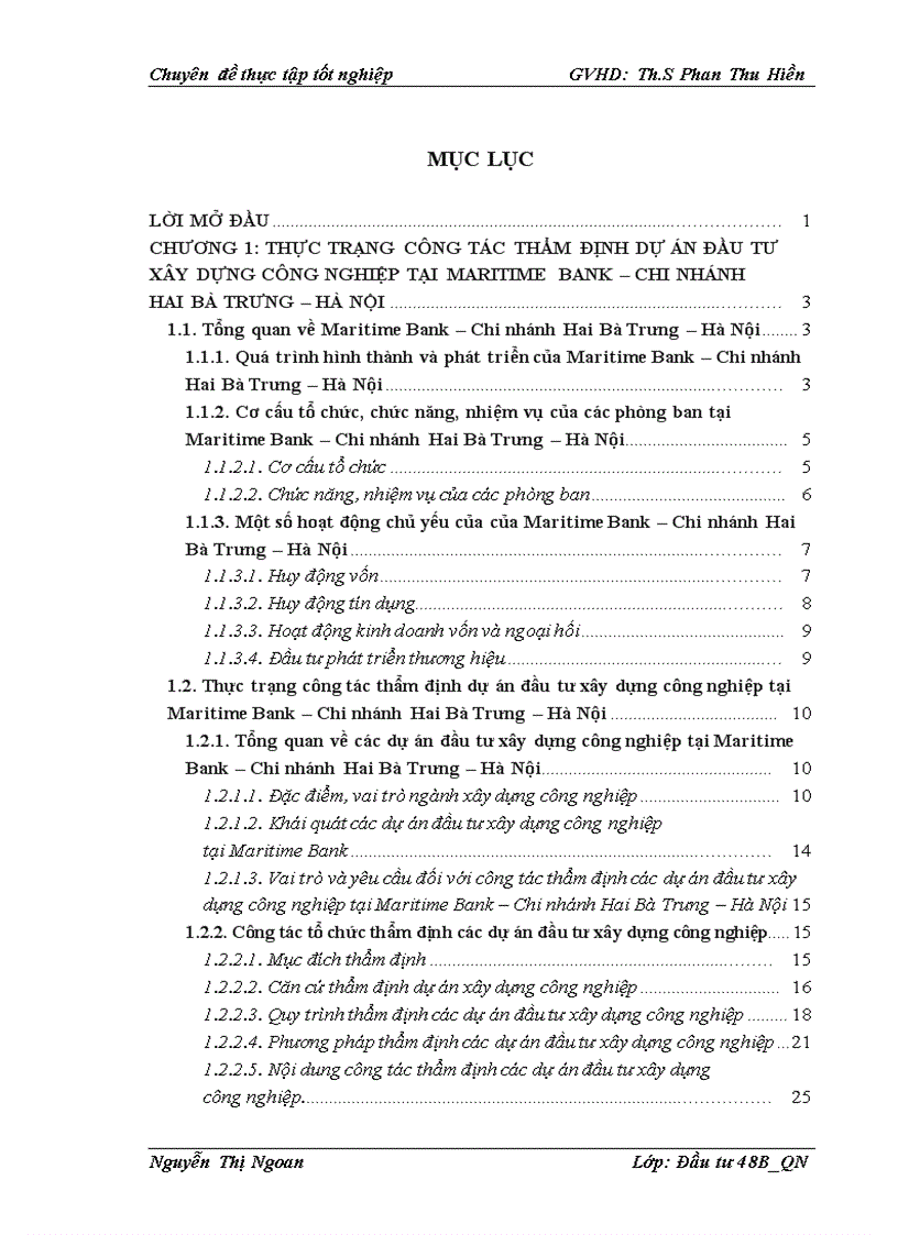 Công tác thẩm định các dự án đầu tư xây dựng công nghiệp tại Maritime Bank Chi nhánh Hai Bà Trưng Hà Nội Thực trạng và giải pháp giải pháp