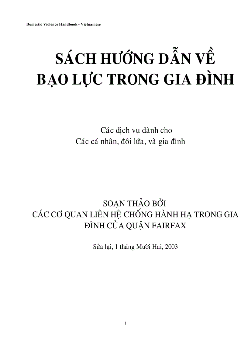 Sách Hướng Dẫn Về Bạo Lực Trong Gia Đình