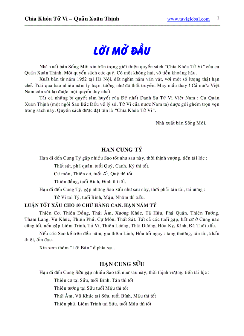 Chìa Khóa Tử Vi 1