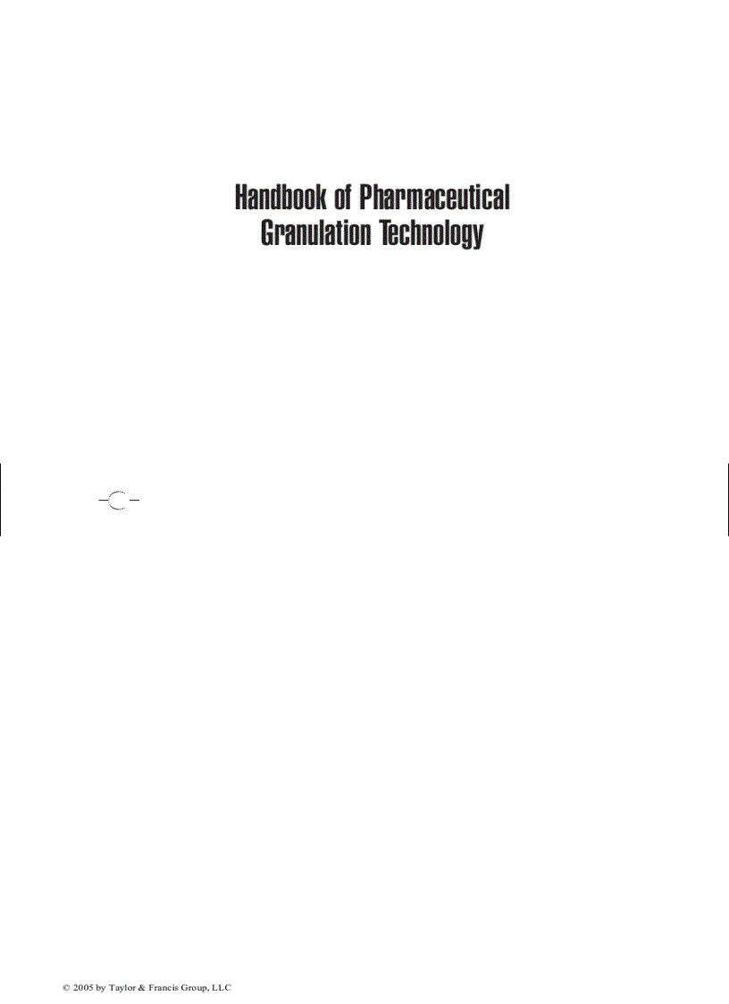 Handbook of Pharmaceutical Granulation Technology