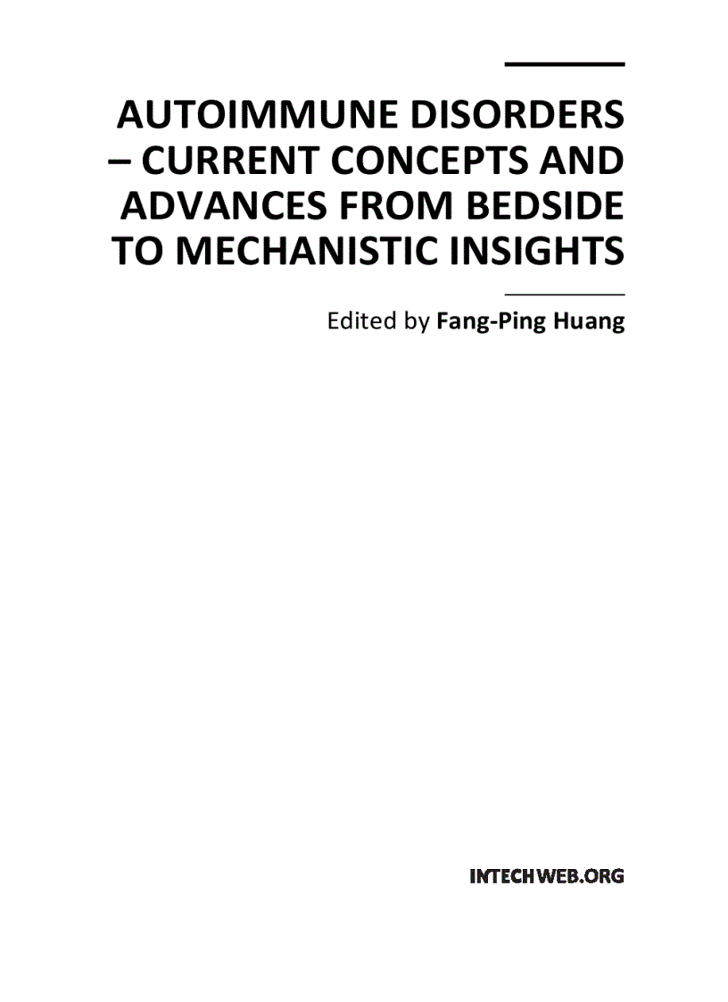 Autoimmune Disorders Current Concepts and Advances from Bedside to Mechanistic Insights