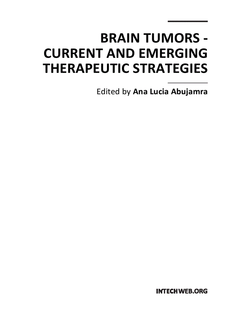 Brain Tumors Current and Emerging Therapeutic Strategies