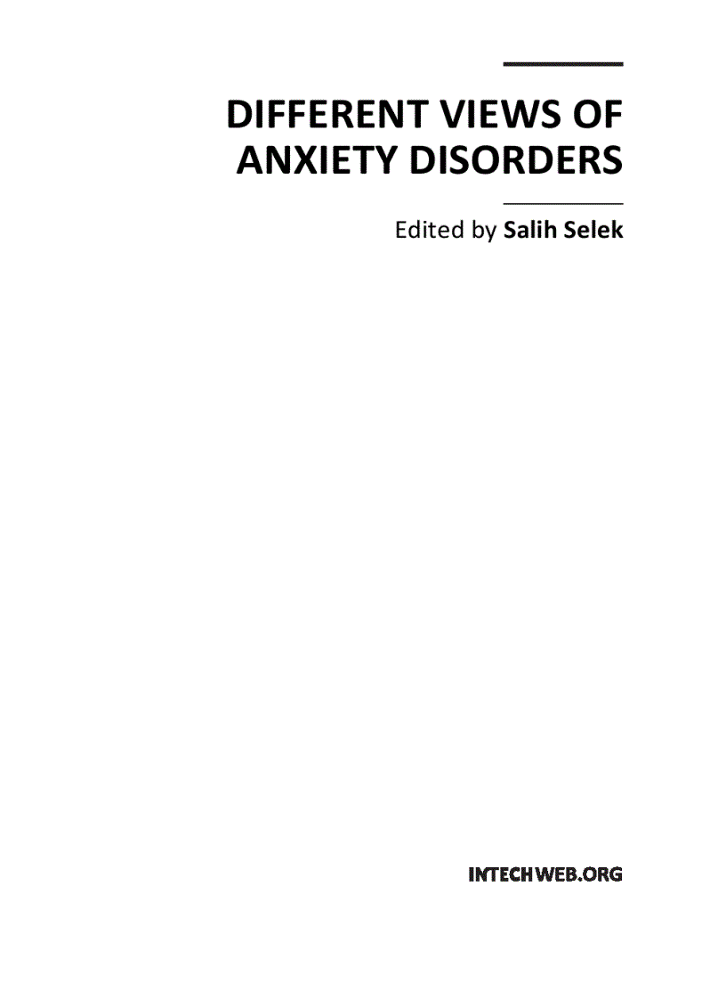 Different Views of Anxiety Disorders